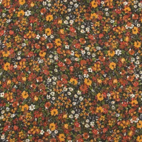 Printed Chiffon - AMANDA - Florals - Black / Orange