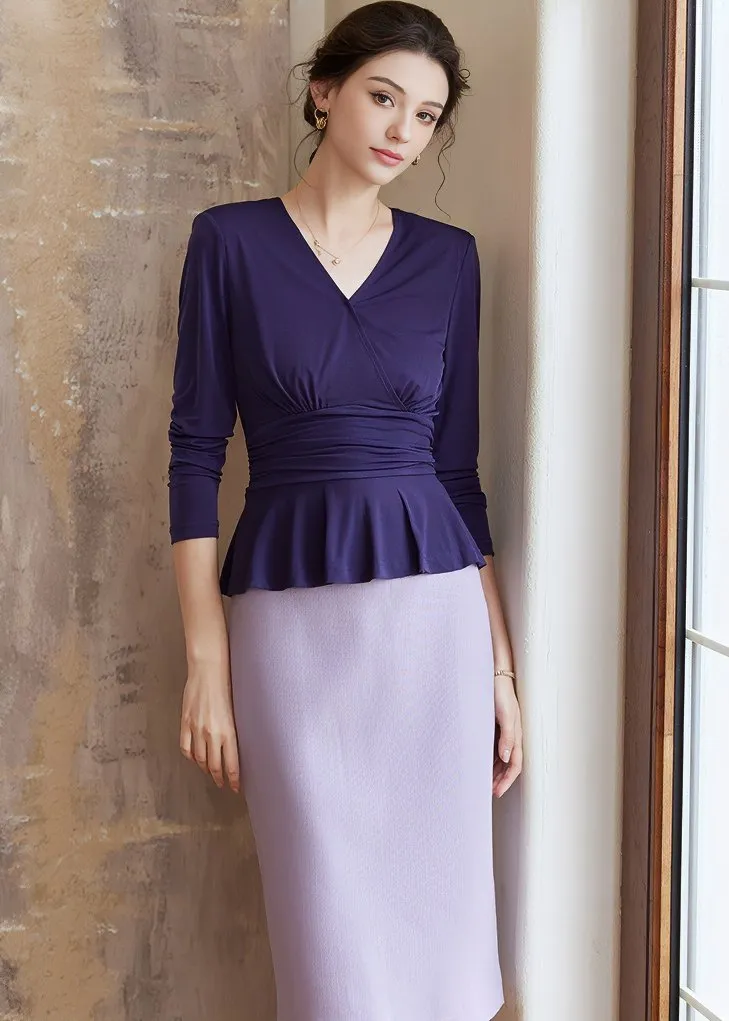 RUFFLE ELASTIC PLEATED TOPS