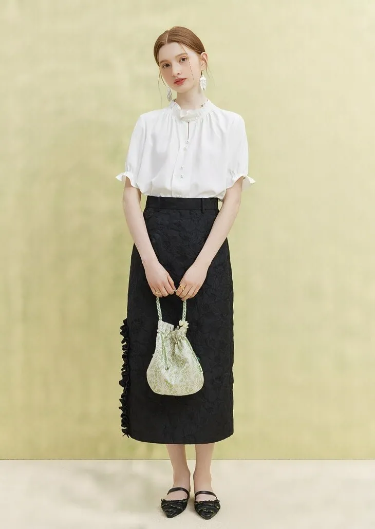 RUFFLE SHORT SLEEVE FRENCH TOP