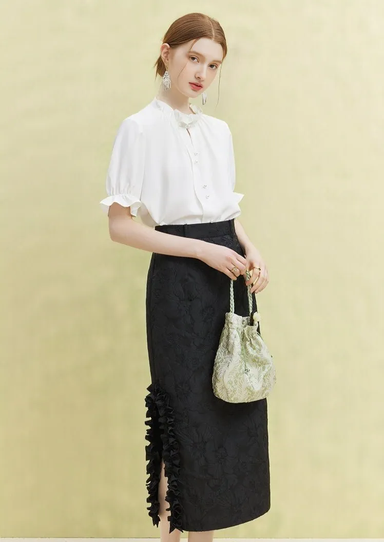 RUFFLE SHORT SLEEVE FRENCH TOP