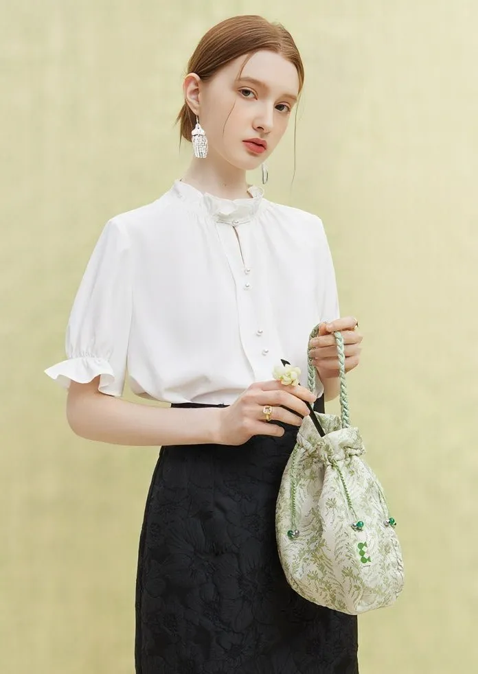RUFFLE SHORT SLEEVE FRENCH TOP