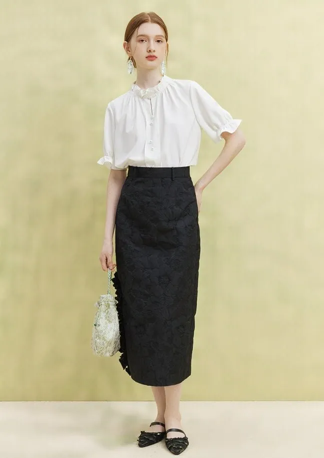 RUFFLE SHORT SLEEVE FRENCH TOP