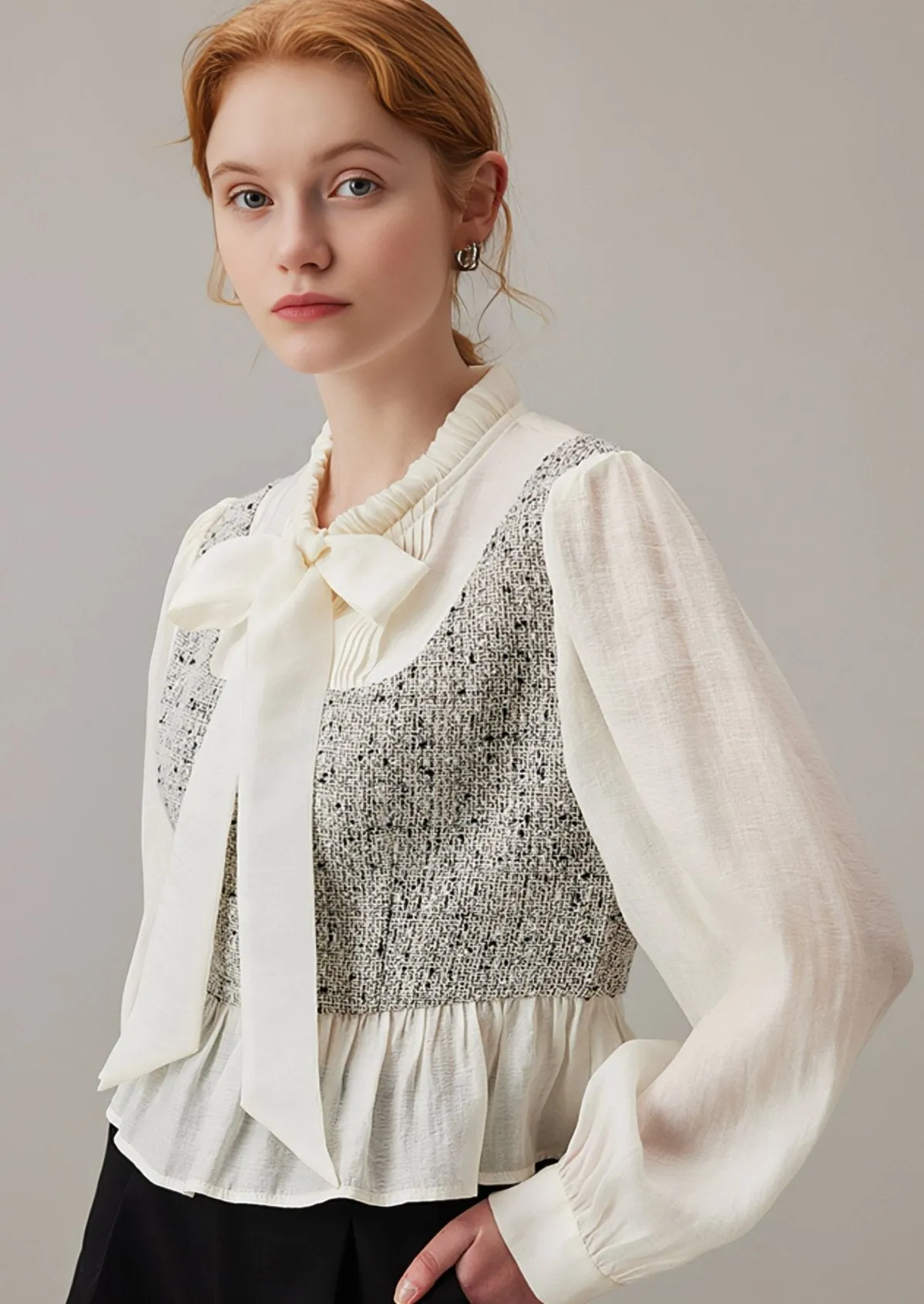 SPLICING STREAMER SMALL LONG SLEEVE SHIRT