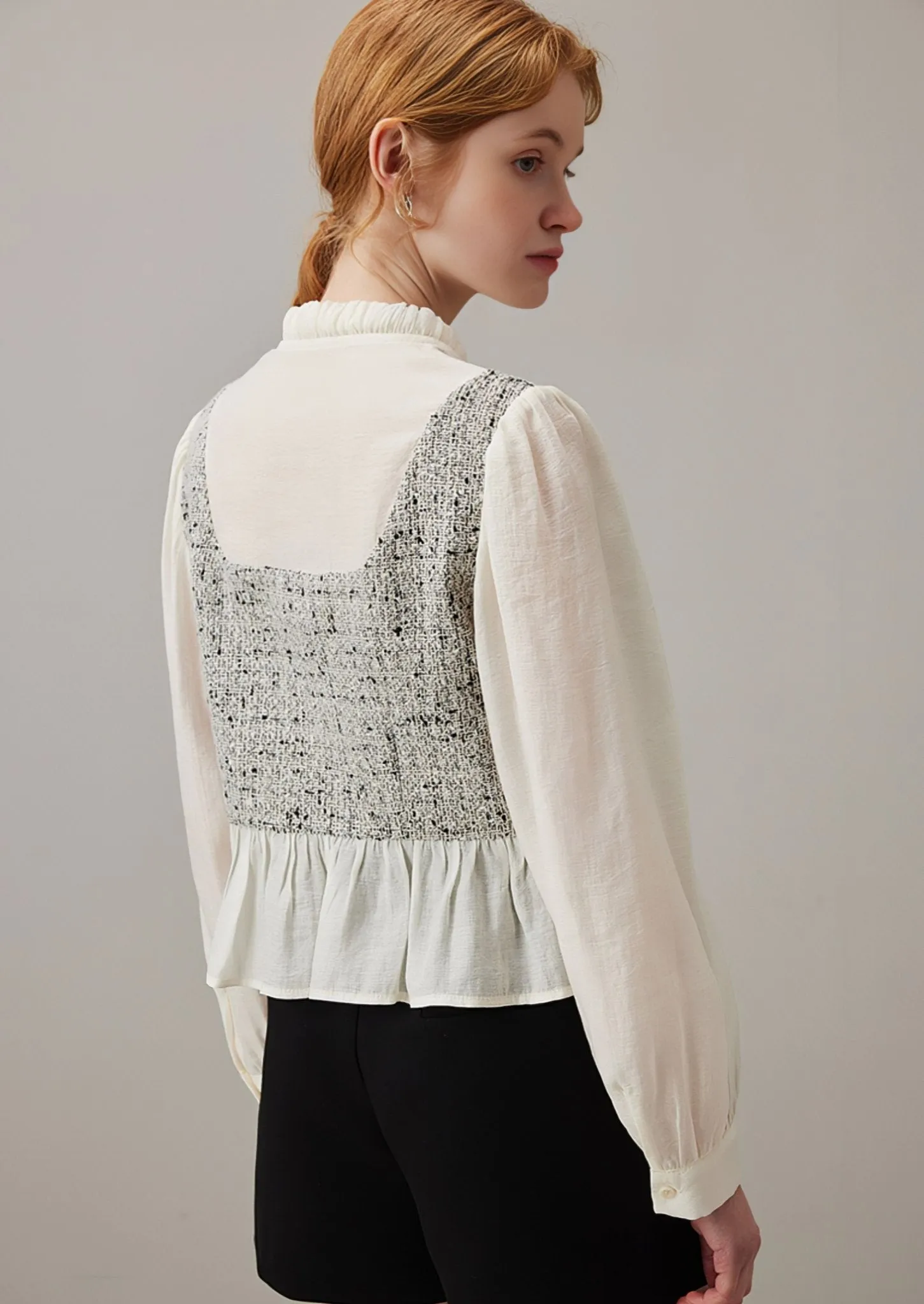 SPLICING STREAMER SMALL LONG SLEEVE SHIRT