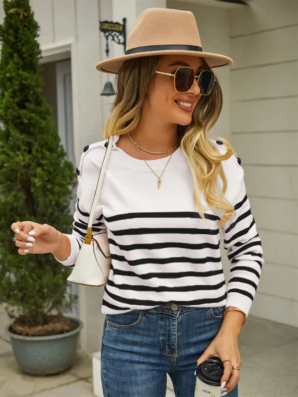Stripe Knitted Cozy Long Sleeve Pullover Sweater