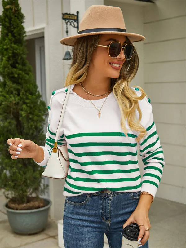 Stripe Knitted Cozy Long Sleeve Pullover Sweater