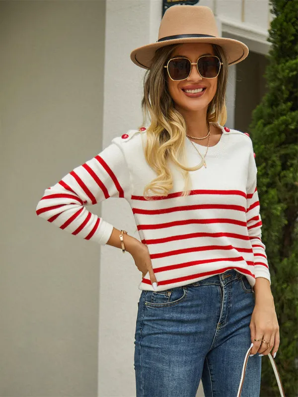 Stripe Knitted Cozy Long Sleeve Pullover Sweater