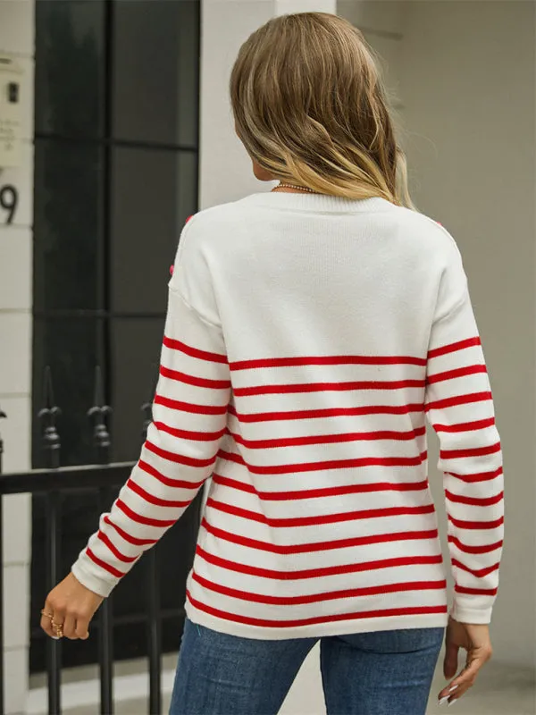 Stripe Knitted Cozy Long Sleeve Pullover Sweater