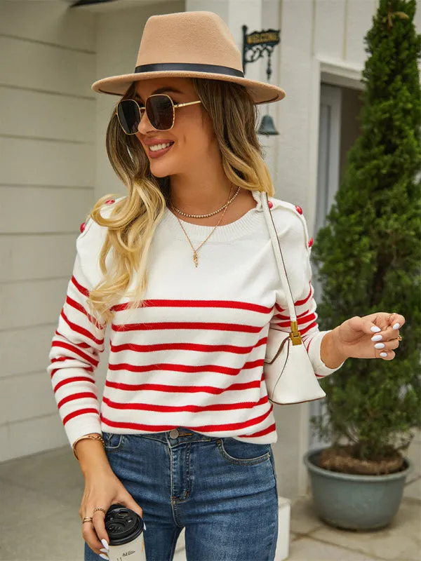 Stripe Knitted Cozy Long Sleeve Pullover Sweater