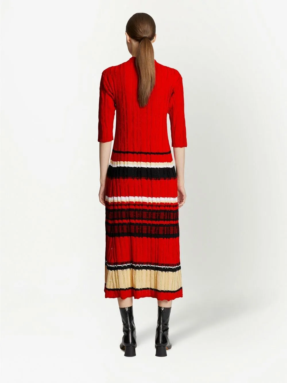 STRIPED FIL COUPE KNIT DRESS 962 RED MUL