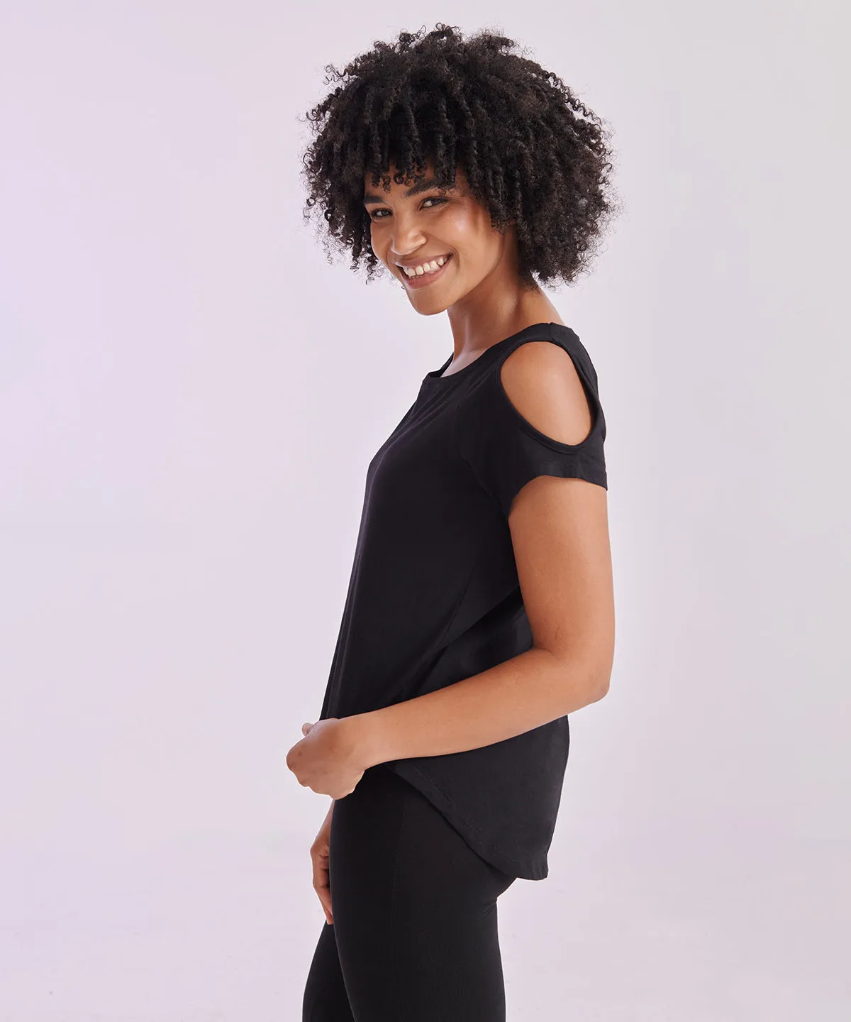 T-shirt with drop detail | Black