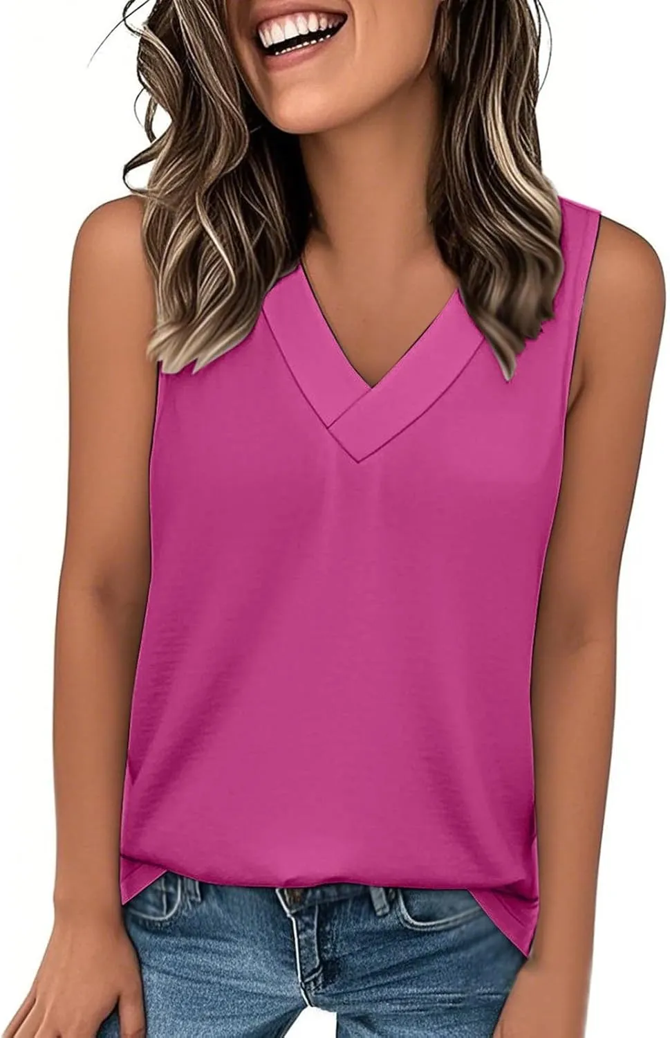 Tank Top for Women Summer V Neck T-Shirt Trendy Sleeveless Basic Tee Loose Fit 2025 Fashion