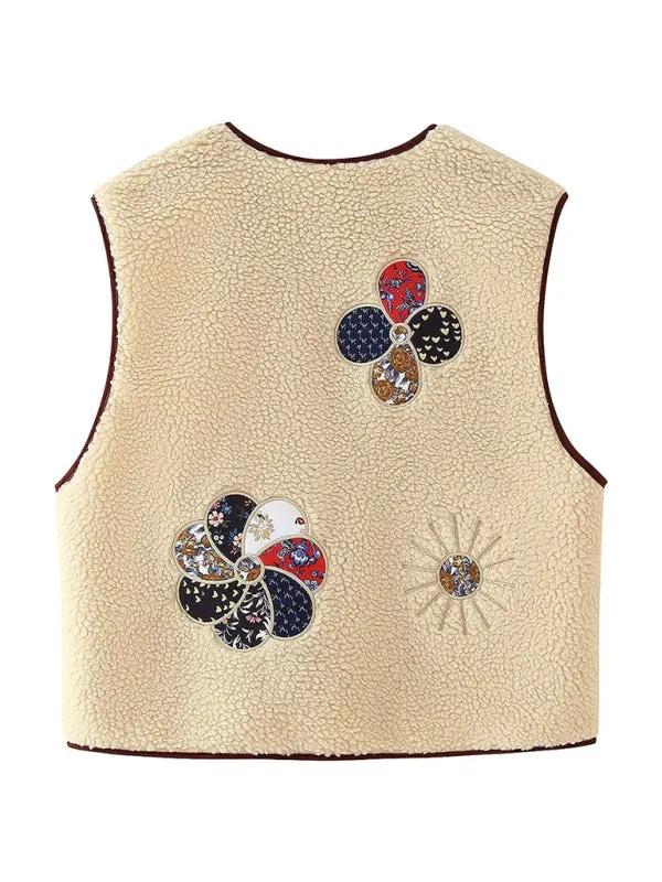 Trendy Embroidered Vest with Toggle for Cool Weather
