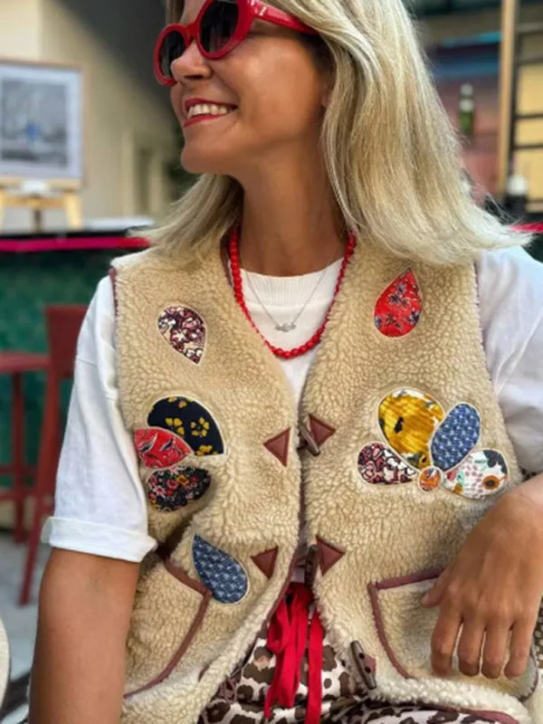Trendy Embroidered Vest with Toggle for Cool Weather