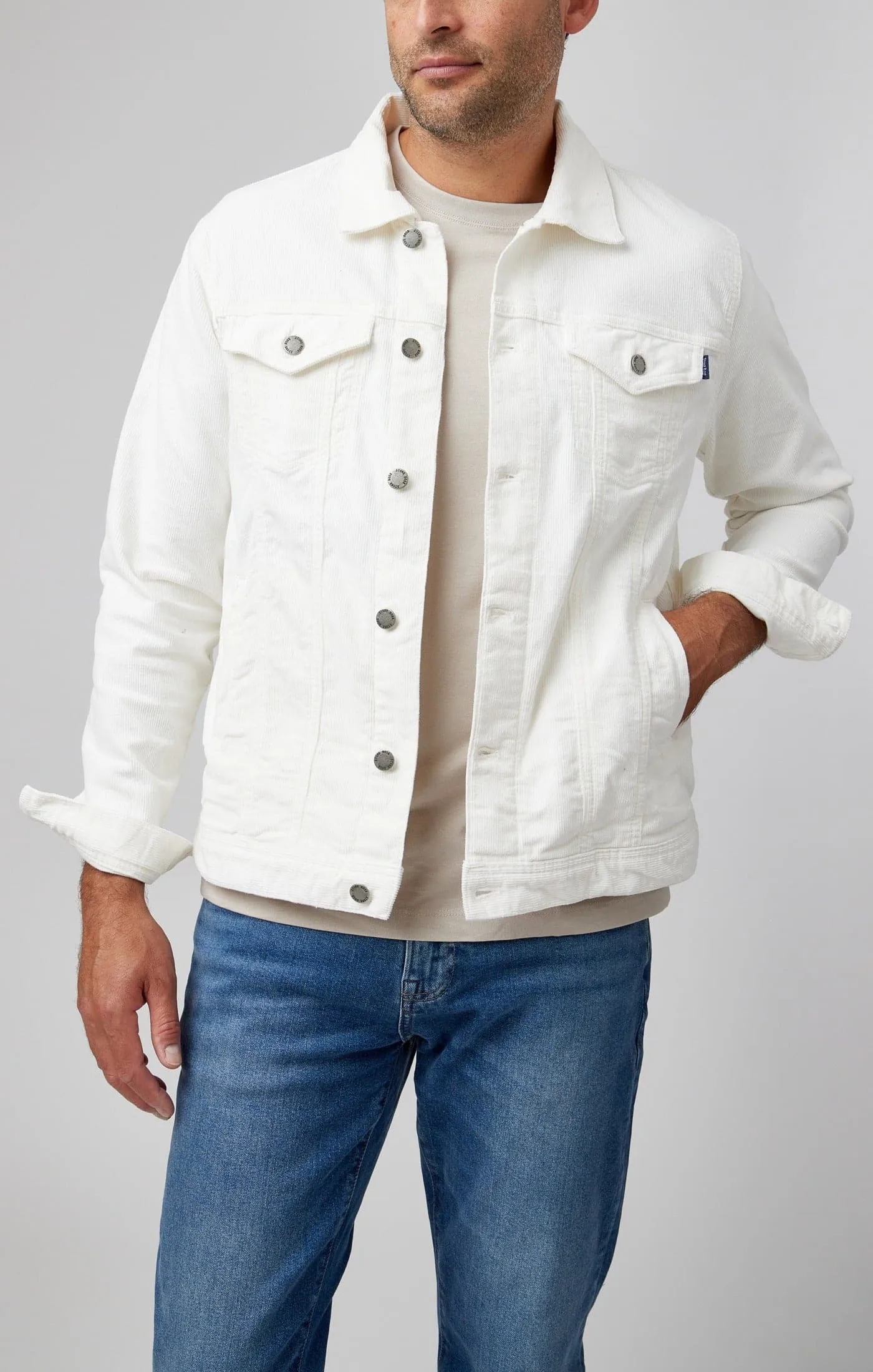 VALLEY - Cream Solid Antique Washed Jacket