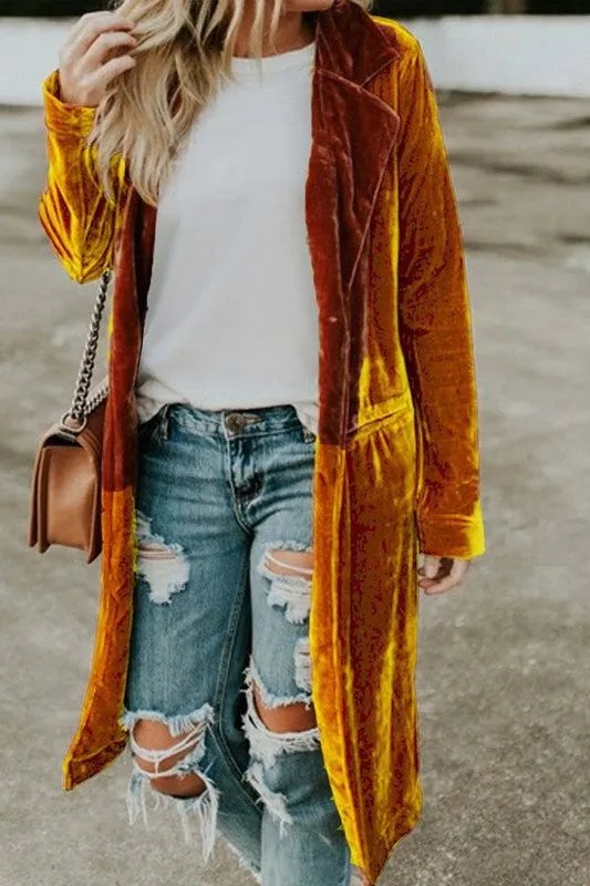 Velour Long Jacket - Yellow