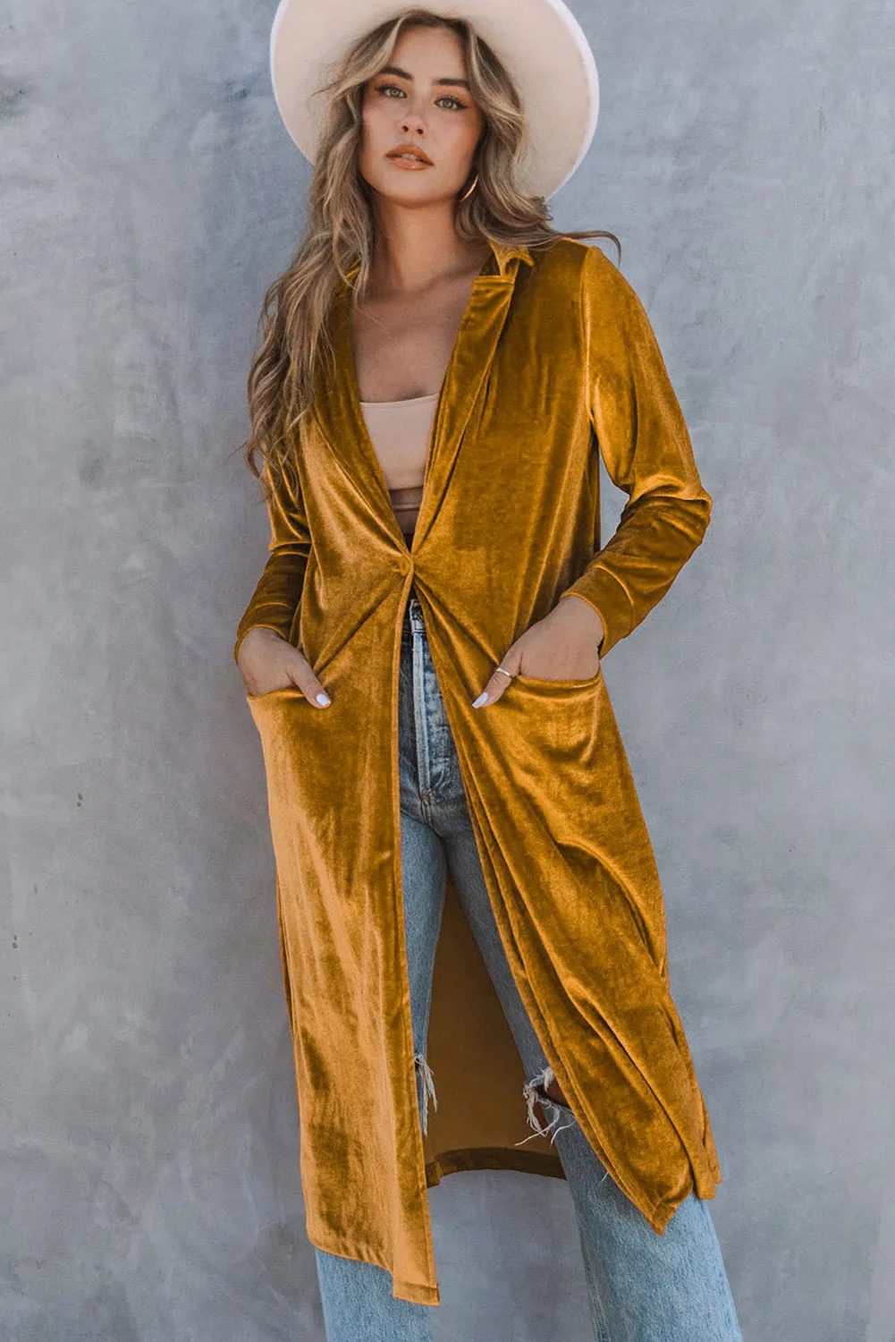 Velour Long Jacket - Yellow