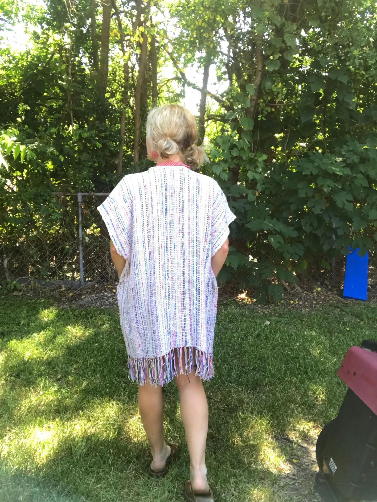 Vintage 70s | Boho Hippie Hand Woven Gypsy Festival Fringe Vest Cape | Free Size