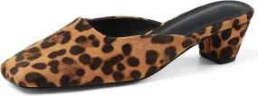 Women's Black Mules Block Kitten Heels Closed Square Toe Slip On Slingback Casual Dress Shoes