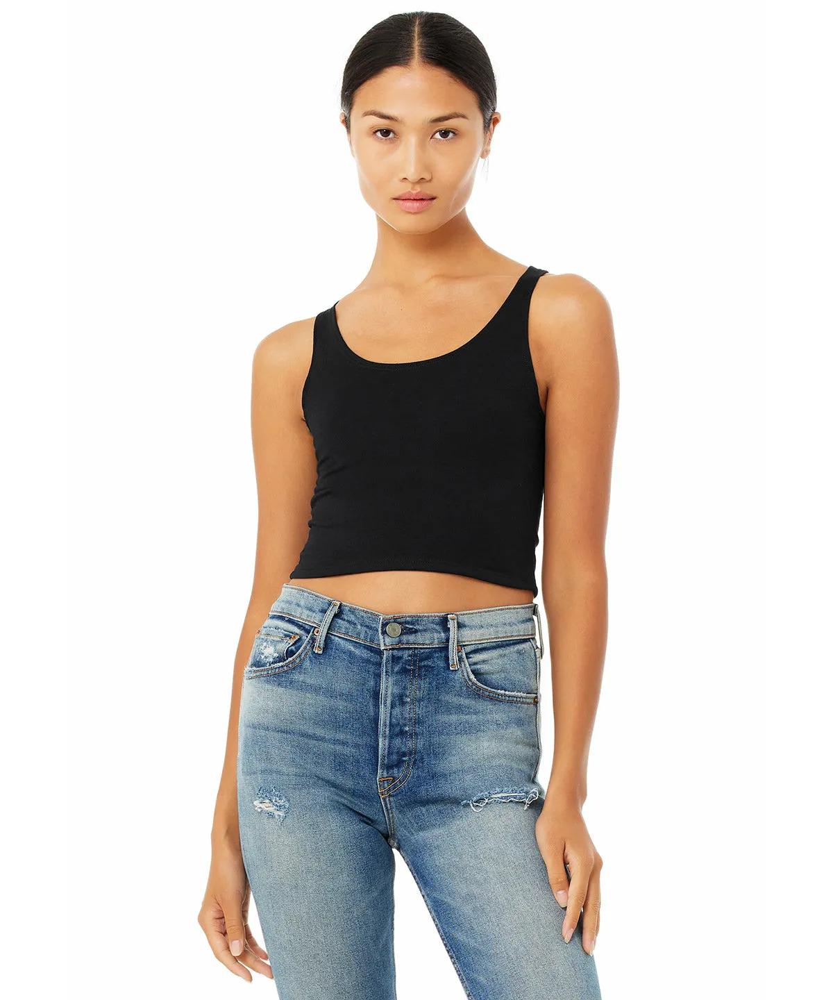 Womens polycotton crop top | White
