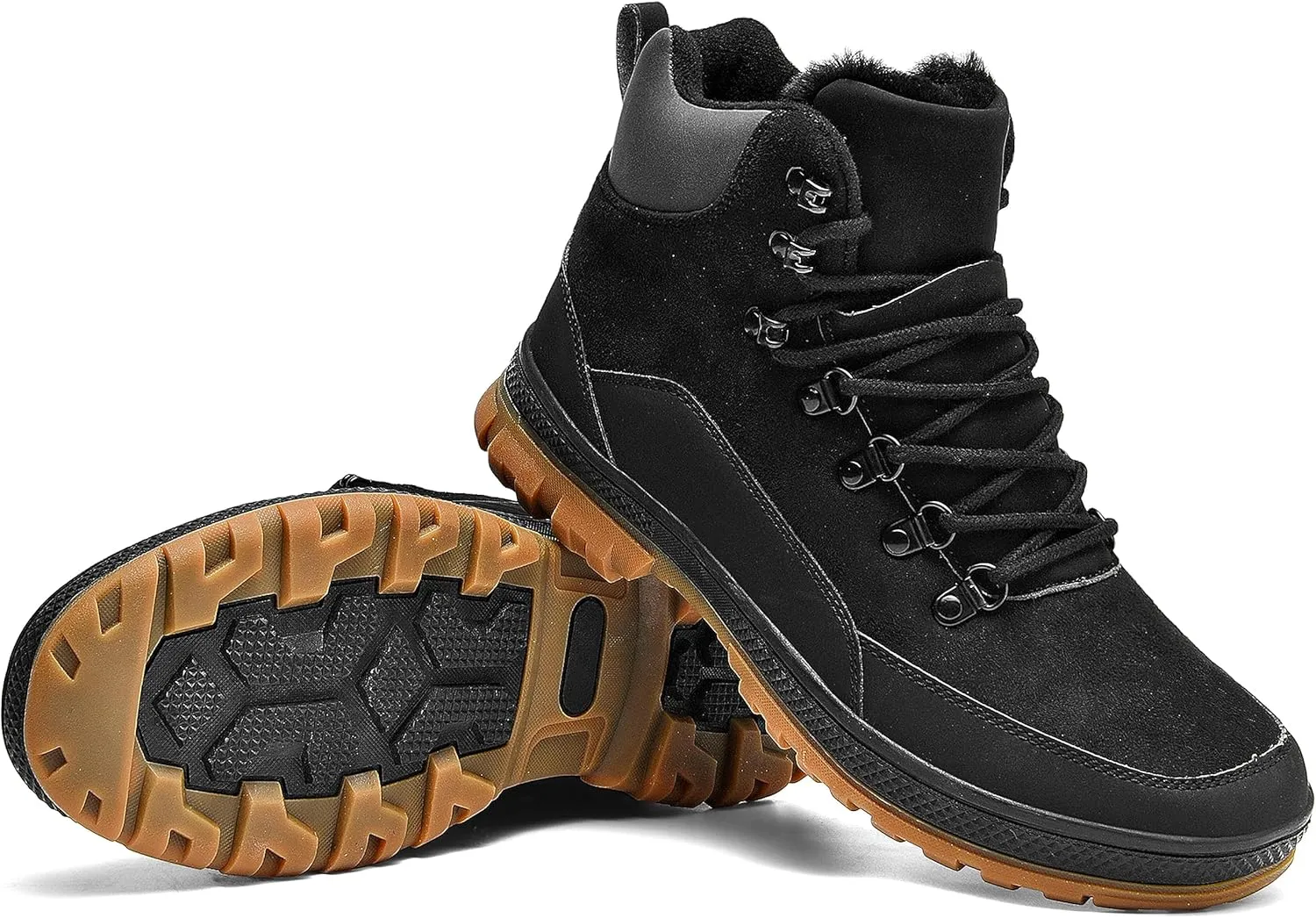 Wondamo Men's Snow Boots Lightweight Waterproof Winter Boots Fur Lined Anti-slip Cold Weather Shoes